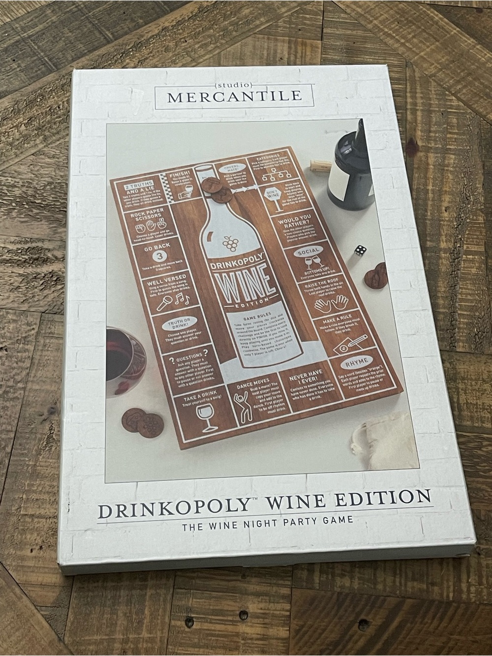 Drinkopoly Wine Edition Wooden Board Game - Wine Night Party Game